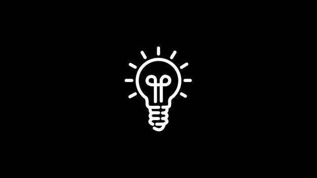 The light bulb icon Animation .Full of ideas and creative thinking, analytical thinking for processing .black  background 4k video