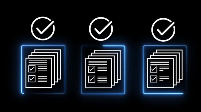  Automated workflow management solution. Animation video Legal document approval process idea on the transparent background .Online document review 4k video