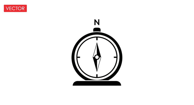 Black and white compass navigation tool.