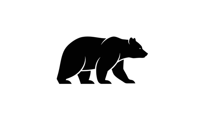 Black bear walking profile silhouette.