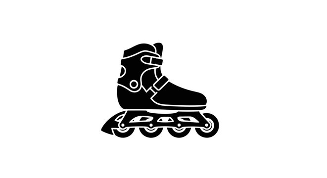 Black Inline Skating Roller Boot Shoe.