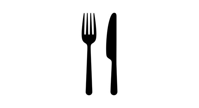 Black fork and knife utensils.