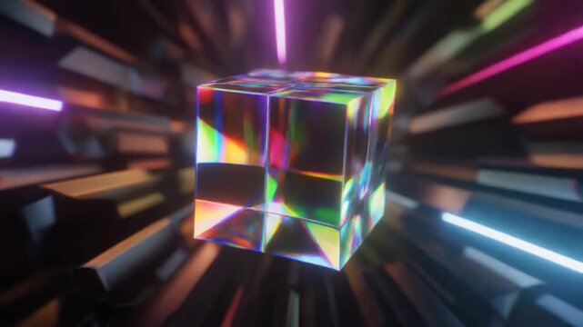 量子コンピューティングにおける量子ビットの状態遷移、相互作用する光る量子ビットの抽象的な視覚化