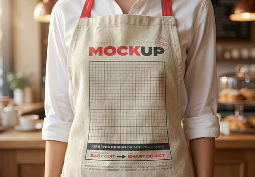 Woman on Kitchen Bar Apron Mockup