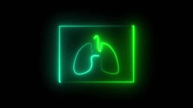 Glowing neon Human liver  icon isolated on a black background animation.