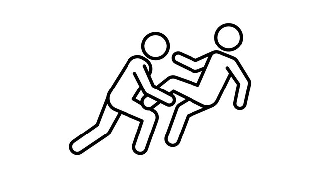Two people engaged in physical struggle.