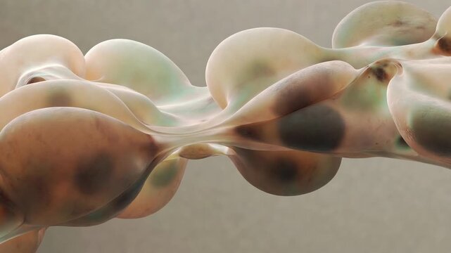 Organic amorphous blobs in realistic style on neutral backdrop, expressing growth and connection concept