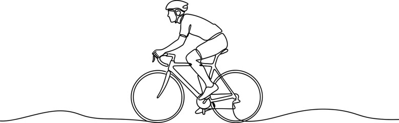 Obraz premium Minimalist line art of a cyclist in motion on a road