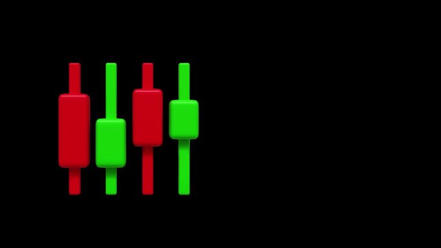 Stock market trading indicators animation on a black background