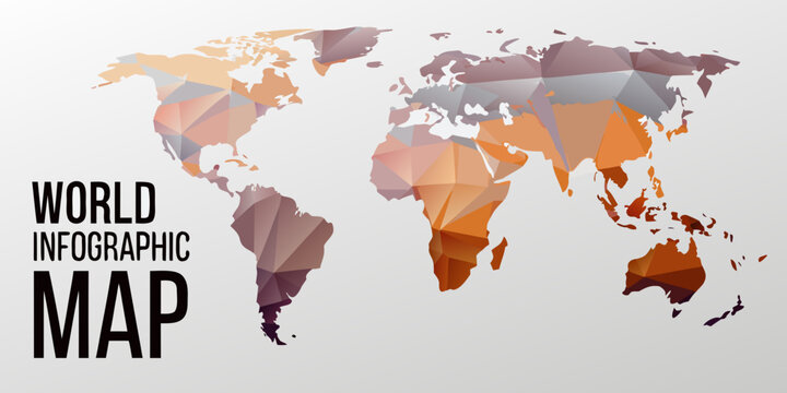 Polygonal World Map A Low Poly Vector Illustration Style