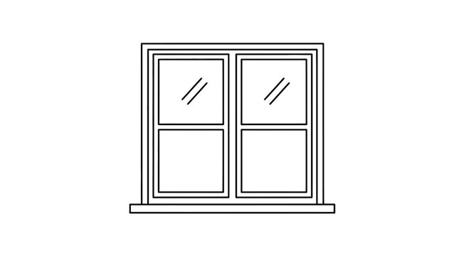 Simple Window Frame Outline Icon Vector