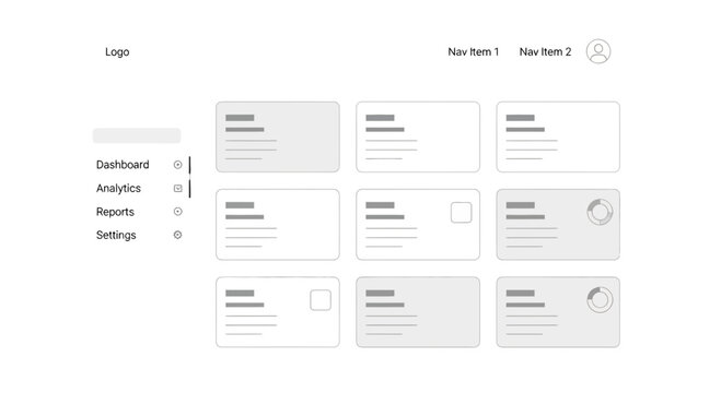 Wireframe, UI Kit, Website Template, Web Design Elements, Gray, Minimalist Interface