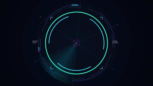 Futuristic HUD Radar Interface Scanning and Target Acquisition Animation 4k video