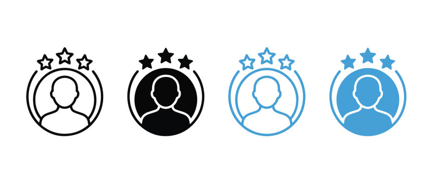 Top Rated User icon set. user profile with star rating icons. customer reputation and premium account concept. vector illustration. new