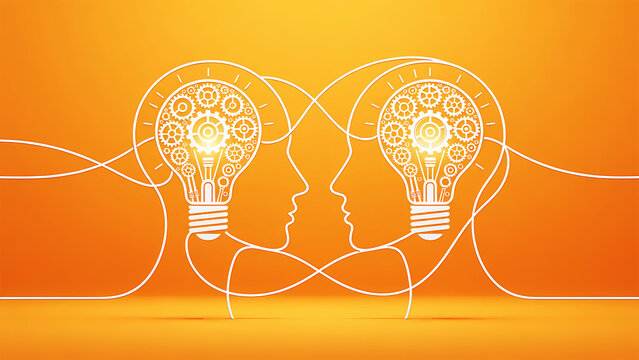 Creative Collaboration and Knowledge Sharing Concept with Connected Human Profiles and Innovation Light Bulb Minds