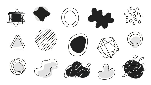 Abstract Organic Shapes and Geometric Forms, Hand Drawn Doodle Elements