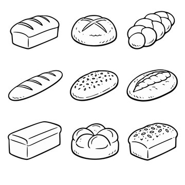 hand drawn various types of bread illustrations