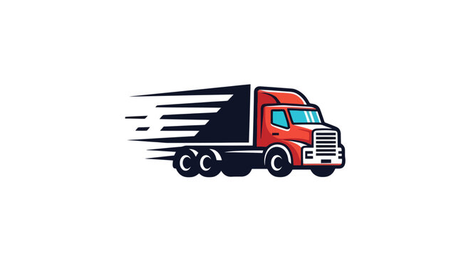 Stylized logo of a fast-moving red semi-truck with a black trailer, representing quick delivery and logistics services.