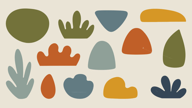 Abstract Organic Shapes, Mid-Century Modern Style, Earthy Tones, Minimalist Pattern