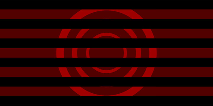 Abstract Dark Red and Black Horizontal Stripes Background with Concentric Circles Pattern