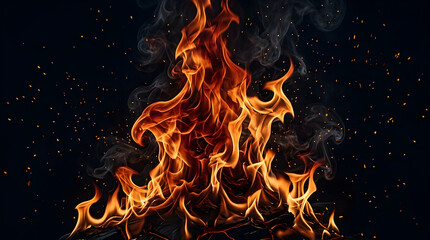 Fototapeta premium Flames burning on black background