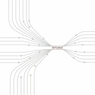 Business bottleneck concept, workflow diagram, process flow illustration, vector infographic