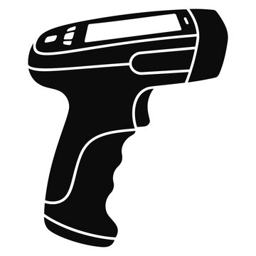 Black silhouette of a handheld mobile computer scanner for warehouse and retail inventory