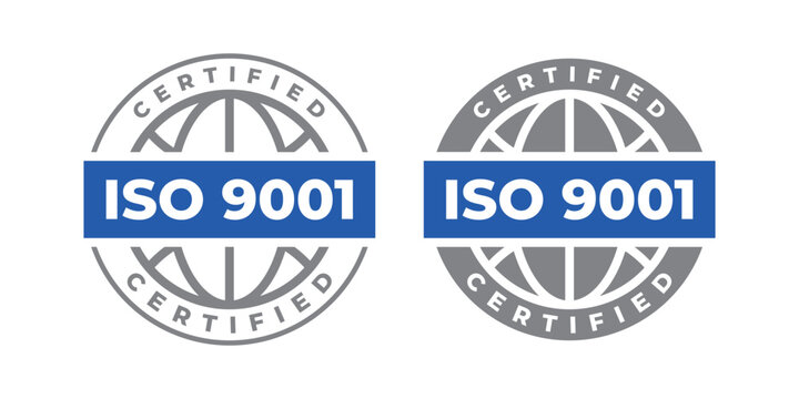 ISO 9001 Certified Badge Set, Quality Management Certification Emblems