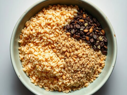 Bowl of Mixed Grains and Roasted Coffee Beans