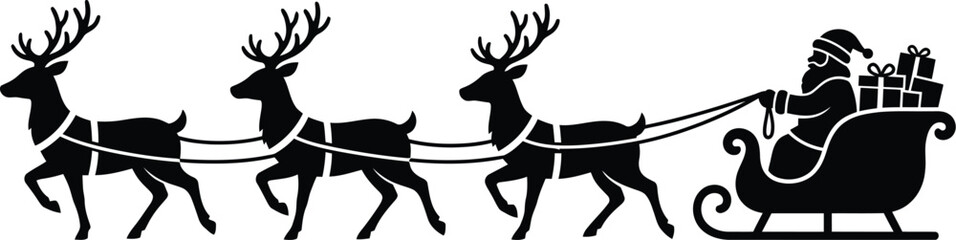 Santa claus and reindeer silhouette against a white background © AhsanunNahar