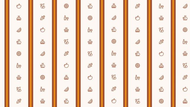 Thanksgiving Icons Pattern Animation - Food and Celebration Elements