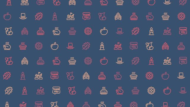 Thanksgiving Icons Pattern Animation - Festive Holiday Celebration Elements