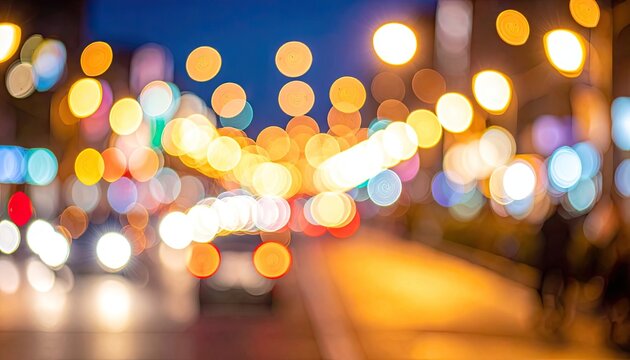 Abstract City Lights Bokeh Effect at Night.