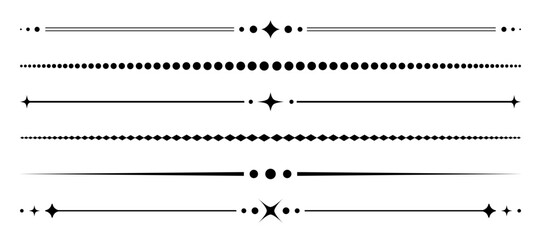 Obraz premium Elegant minimalist divider lines set, decorative borders with stars and dot shapes