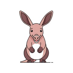 Fototapeta premium Cute cartoon pig wearing purple bow tie.