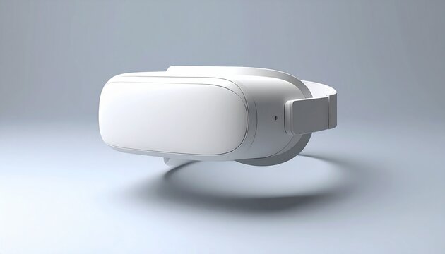 Sleek White VR Headset on Light Gray Background for Immersive Experience.