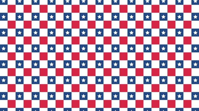 Red White Blue Stars and Squares Pattern Background - Patriotic Celebration