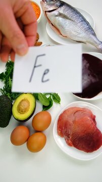 Foods that contain iron. Selective focus.