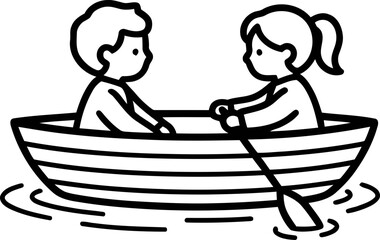Children Rowing Boat Together © Dillkhudill