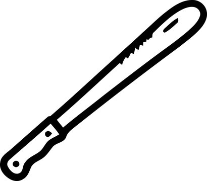 Machete Knife Icon - Simple Line Art Illustration