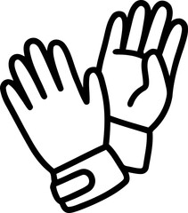 Outline of a pair of protective gloves, clean and simple line art © ipulbotak