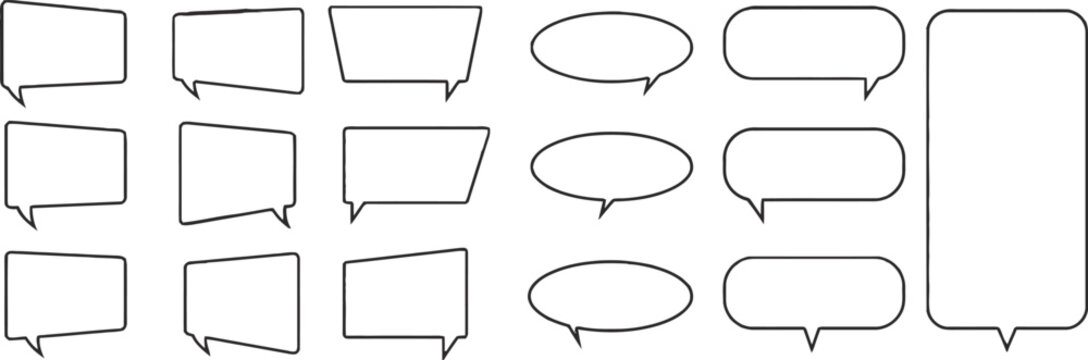 Collection of hand drawn speech bubbles for comics and cartoons