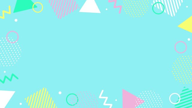 pop and cute frame background with colorful pastel-colored geometric patterns