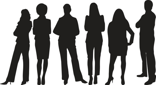 Diverse business team silhouette professionals standing together