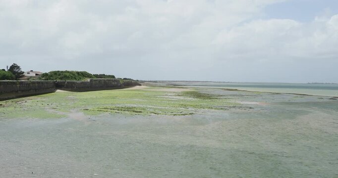 Saint Martin de R&eacute; in Charente Maritime. Bastion overlooking the sea surrounding the historic town with views towards Pointe de Grouin on &Icirc;le de R&eacute; and the Atlantic Ocean
