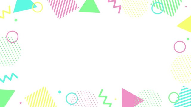 pop and cute frame background with colorful pastel-colored geometric patterns