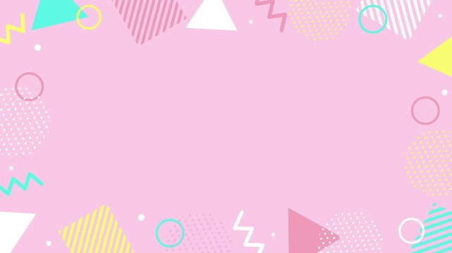 pop and cute frame background with colorful pastel-colored geometric patterns