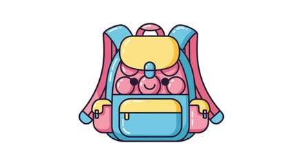 Fototapeta premium Cute Kawaii Backpack Character with Smiling Face, Pink and Blue
