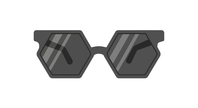 Modern Hexagonal Sunglasses with Dark Lenses, Isolated on White Background