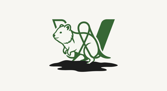 White laboratory mouse with green letter design.